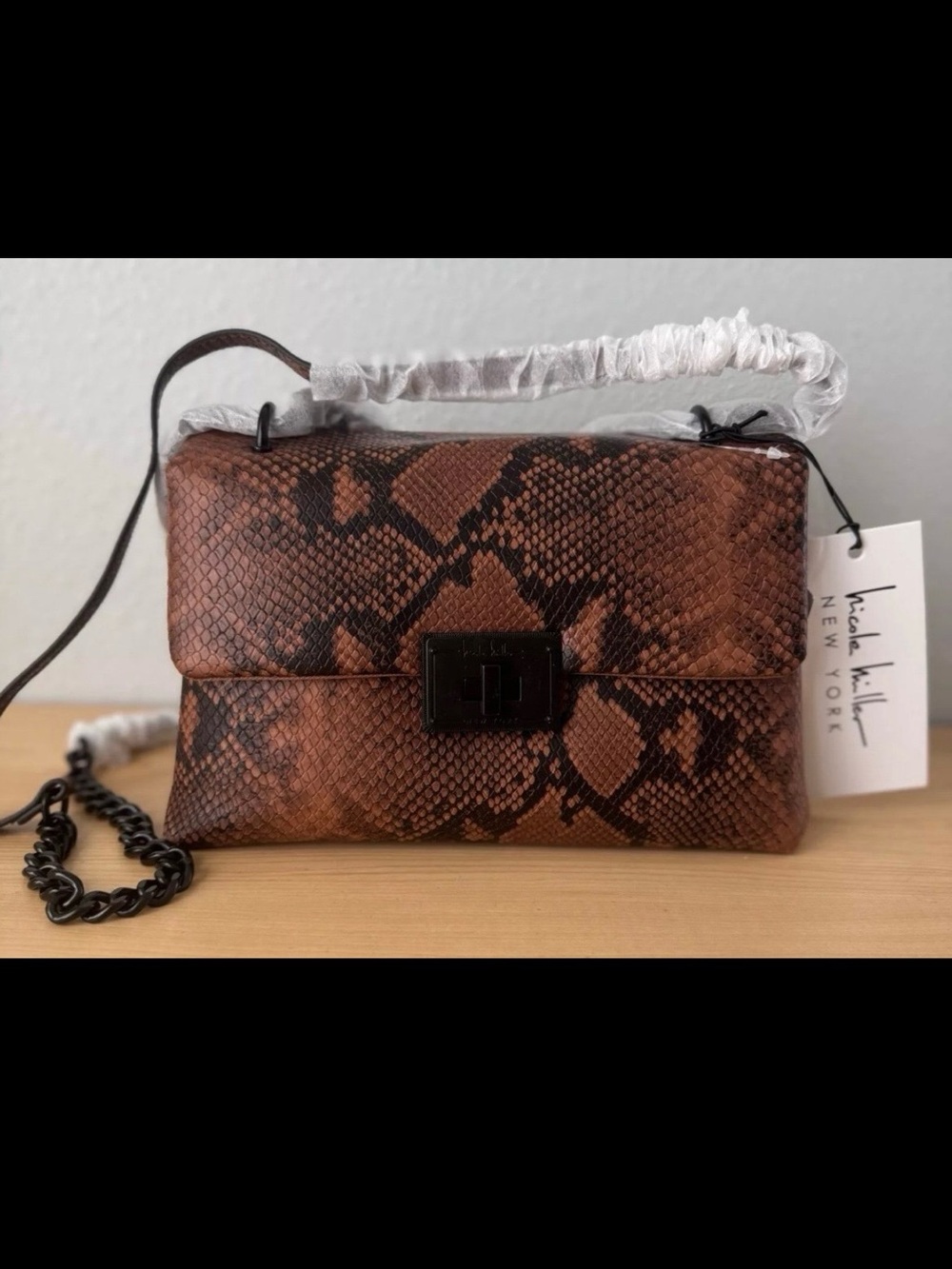 Nicole Miller Faux Snakeskin Purse